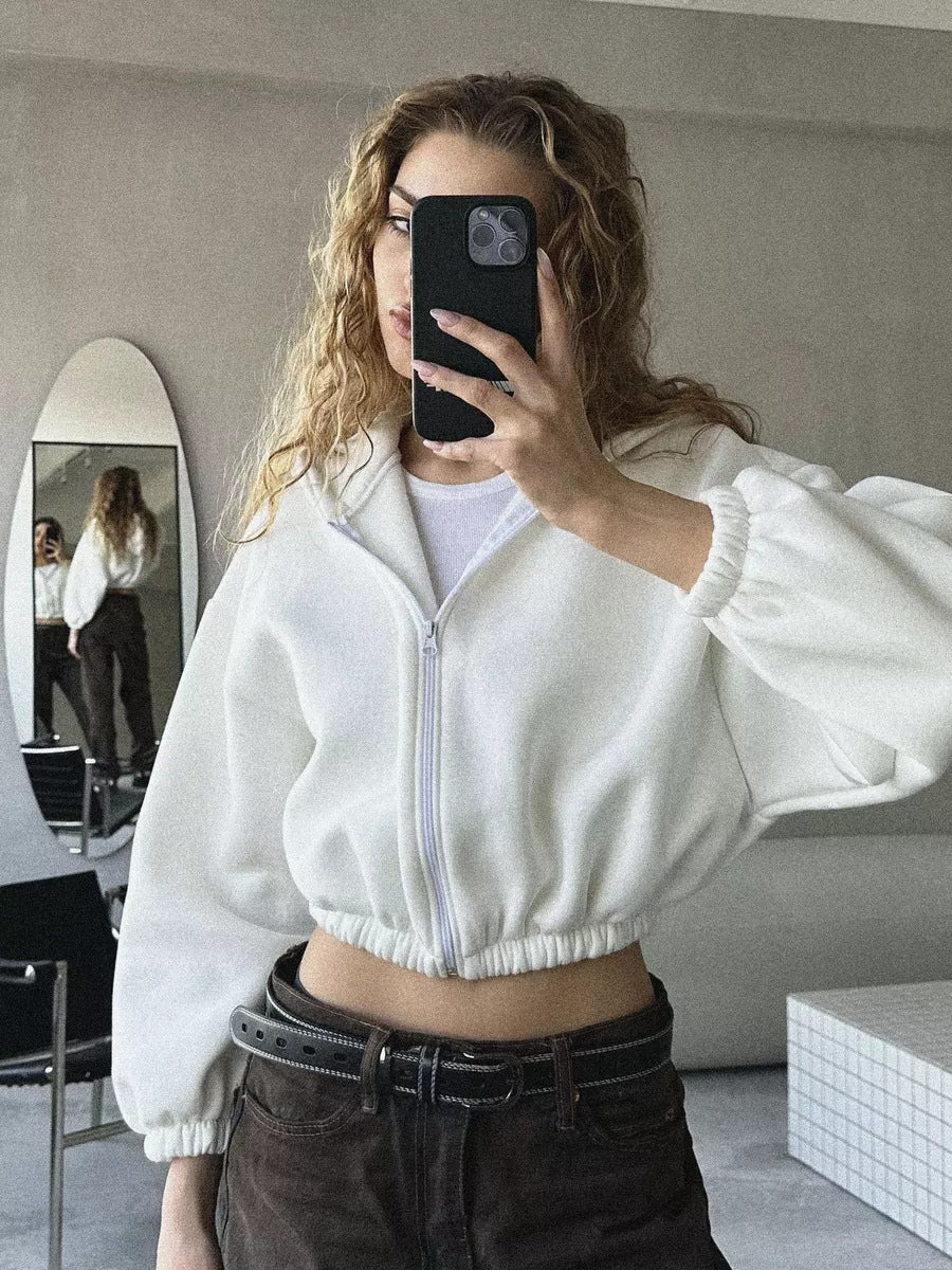 Cropped Zip-Up Hoodie