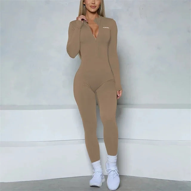 Long Sleeve Zipper Jumpsuit