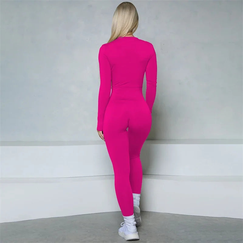Long Sleeve Zipper Jumpsuit