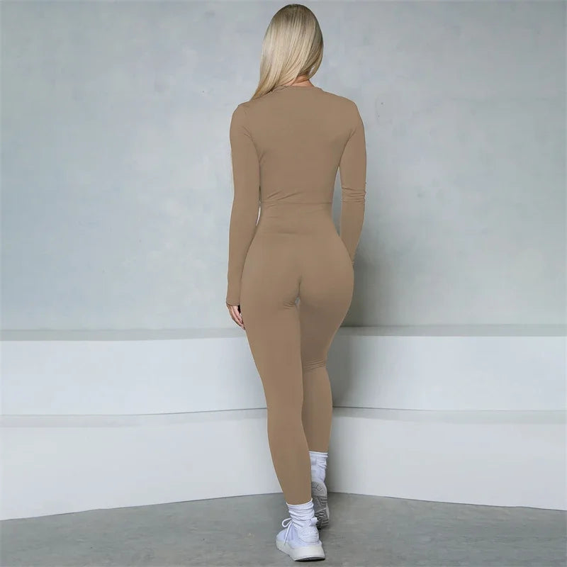 Long Sleeve Zipper Jumpsuit