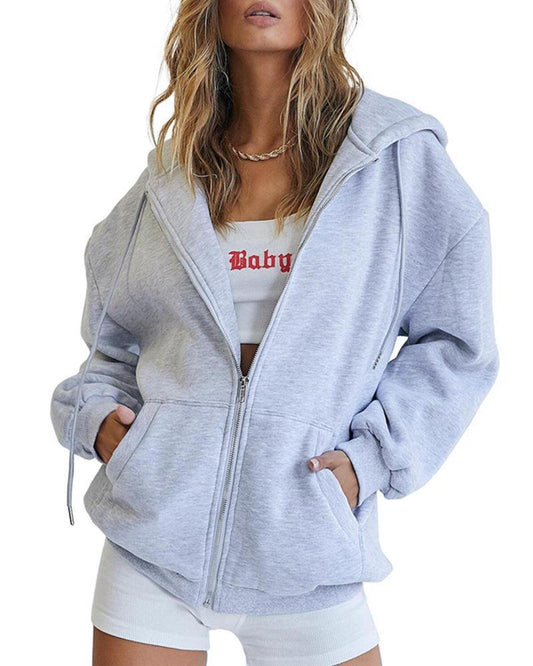 Zipper Hooded Sweatshirt
